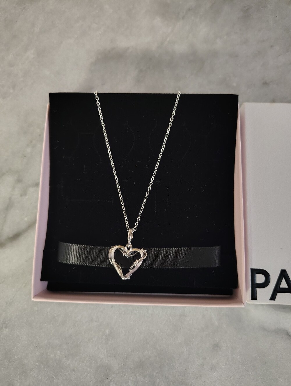 Pandora Sterling Silver Open Heart Pendant Necklace - Silver